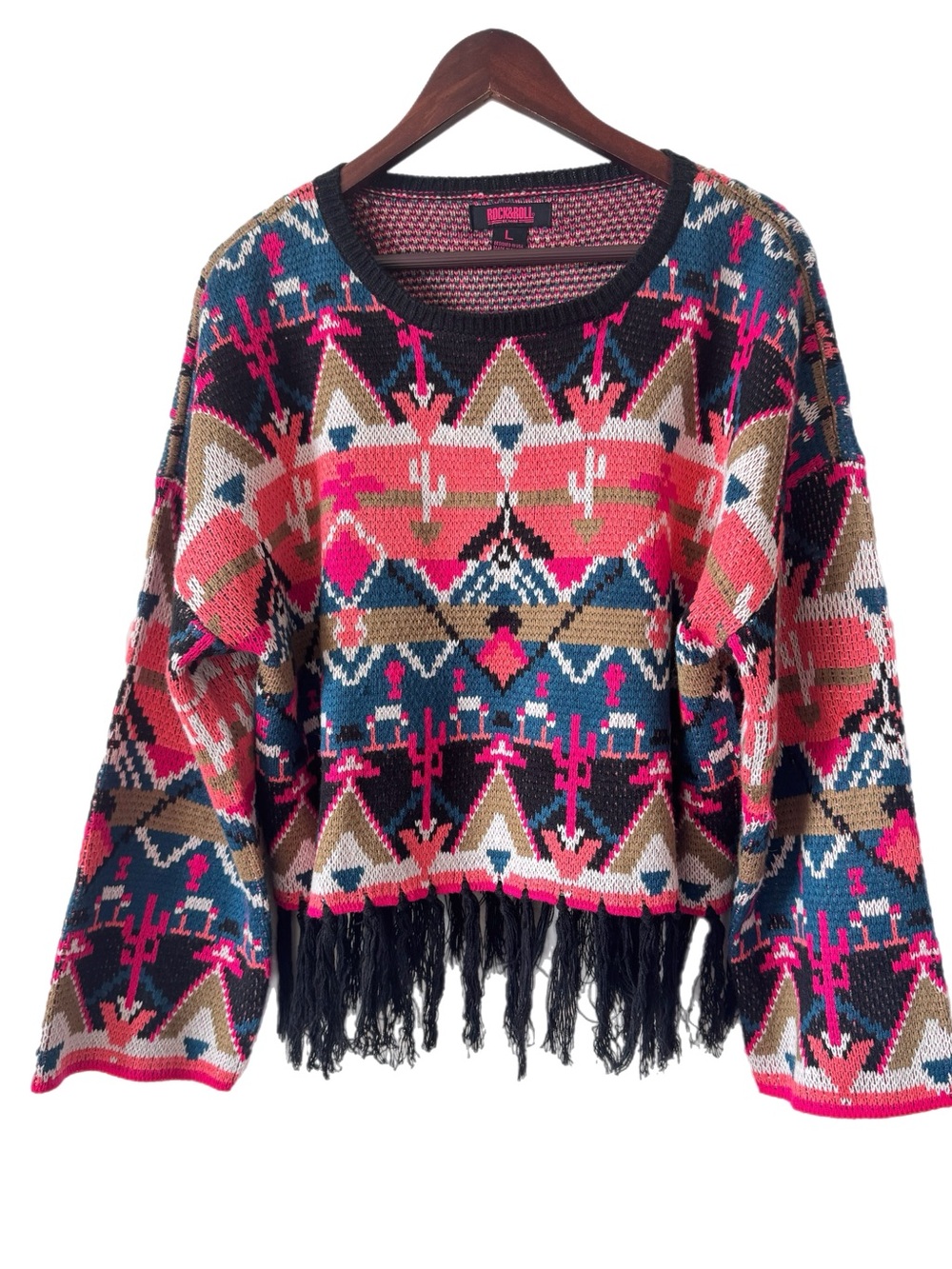 ROCK & ROLL DENIM Sweater Fringe Sz L